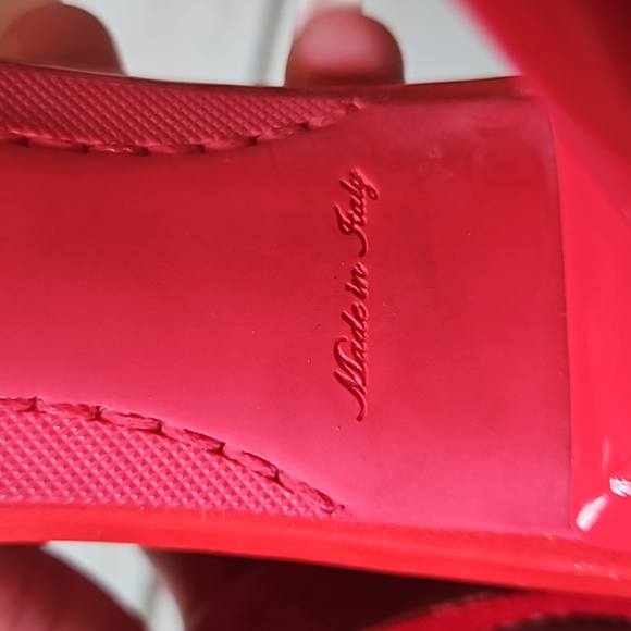 Louis Vuitton Red Patent Leather Logo Heels [size 37] - Picture 8 of 9
